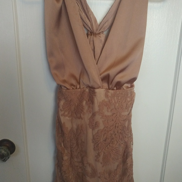 Hello Molly Dresses Rose Gold Colored Mini Dress With Lace Bottom